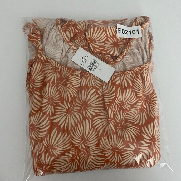 Loft Leafed Flutter Strap Pocket Midi Dress Large Orange Tie Waist Side Slit - Picture 12 of 12